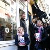 Ouverture de la boutique de popcorn "Yummy Pop" de Scarlett Johansson et son mari Romain Dauriac dans le quartier du Marais à Paris, France, le 22 octobre 2016.