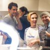 Romain Dauriac, Scarlett Johansson, Will Horowitz lors du l'ouverture du Popcorn store 'YummyPop' dans le Marais, Paris, le 22 octobre 2016.
