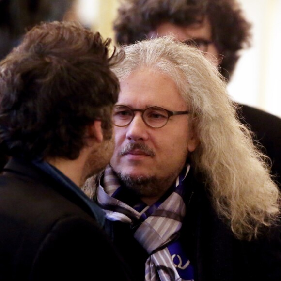 Le chanteur M (Matthieu Chedid) et Yvan Cassar - Audrey Azoulay a fait commandeur de l'Ordre des Arts et des Lettres Louis Chedid dans le salon du ministère de la Culture à Paris, le 25 Octobre 2016. © Dominique Jacovides/Bestimage