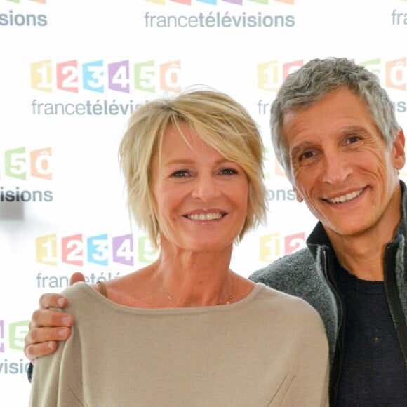 Sophie Davant et Nagui à la conférence de presse du Téléthon 2016 dans les locaux de France 2 à Paris le 26 octobre 2016. © Coadic Guirec / Bestimage