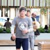 Exclusif - Mickey Rourke avec son chien à la sortie de son cours de gym à Equinox à West Hollywood, le 28 septembre 2016