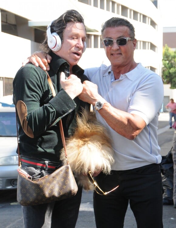 Sylvester Stallone rencontre l'acteur Mickey Rourke à Beverly Hills Los Angeles, le 17 septembre 2016