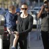 Ben Affleck et Jennifer Garner sortent déjeuner ensemble avec leur fils Samuel à Santa Monica le 4 novembre 2016.