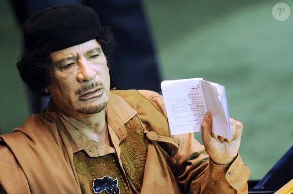 Le colonel Kadhafi s'adressant aux Nations Unies, à New York, le 23 septembre 2009.