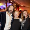 Frédéric Beigbeder, Colette Siljegovic et Carole Chrétiennot - Le prix de Flore 2016 pour Nina Yargekov et sa "Double nationalité" au Café de Flore à Paris, France, le 8 novembre 2016.