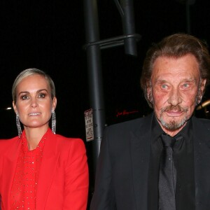 Johnny Hallyday et sa femme Laeticia Hallyday se rendent à l'after-party du film Alliés chez Bouchon à Beverly Hills, Los Angeles, le 9 novembre 2016.