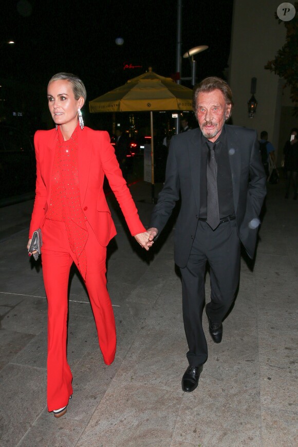 Johnny Hallyday et Laeticia Hallyday se rendent à l'after-party du film Alliés chez Bouchon à Beverly Hills, Los Angeles, le 9 novembre 2016.