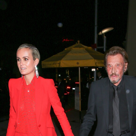 Johnny Hallyday et Laeticia Hallyday se rendent à l'after-party du film Alliés chez Bouchon à Beverly Hills, Los Angeles, le 9 novembre 2016.