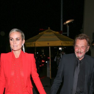 Johnny Hallyday et sa femme Laeticia Hallyday se rendent à l'after-party du film Alliés chez Bouchon à Beverly Hills, Los Angeles, le 9 novembre 2016.