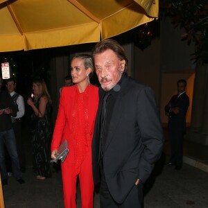 Johnny Hallyday et sa femme Laeticia Hallyday se rendent à l'after-party du film Alliés chez Bouchon à Beverly Hills, Los Angeles, le 9 novembre 2016.