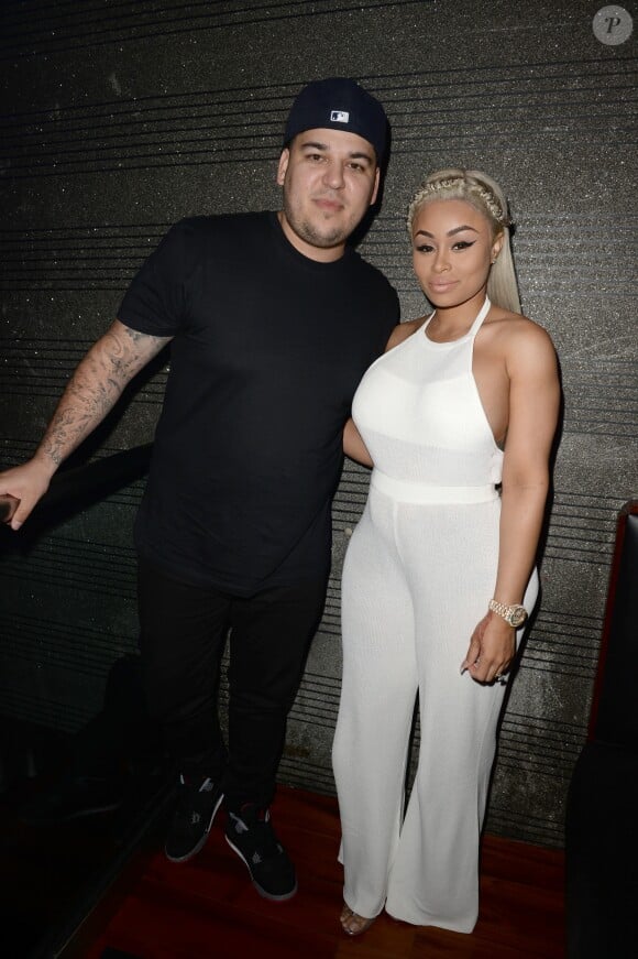 Blac Chyna, enceinte et son fiancé Rob Kardashian à Miami, le 11 mai 2016.