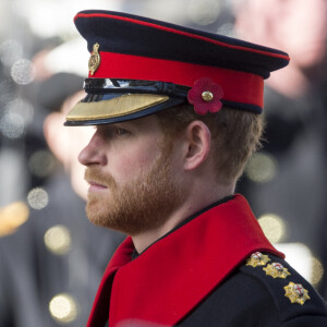 Le prince Harry lors des commémorations du Dimanche du Souvenir à Londres le 13 novembre 2016.