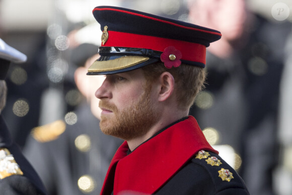 Le prince Harry lors des commémorations du Dimanche du Souvenir à Londres le 13 novembre 2016.