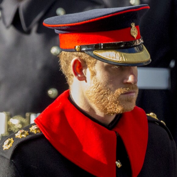 Le prince Harry lors des commémorations du Dimanche du Souvenir à Londres le 13 novembre 2016.