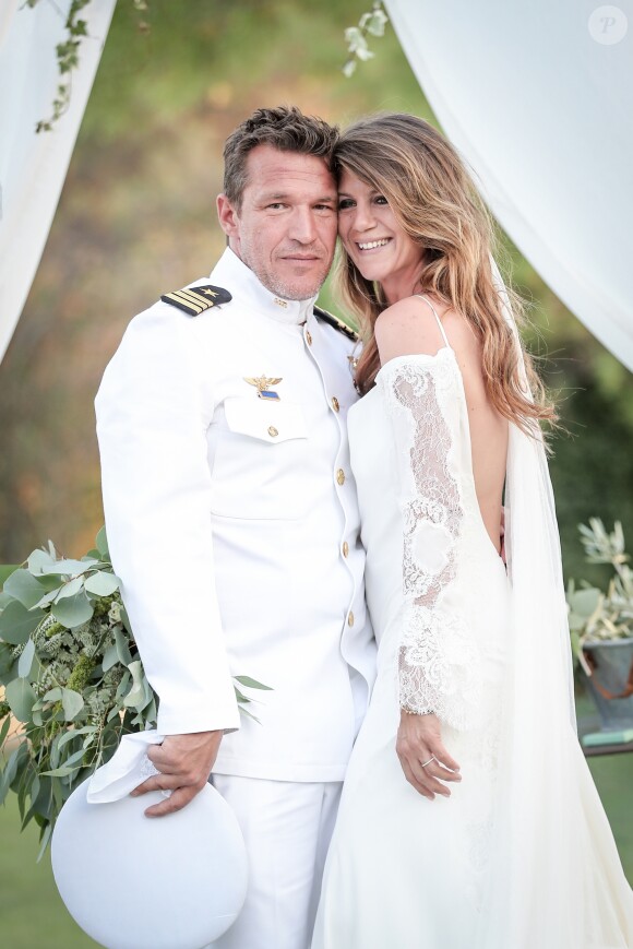 Exclusif - Prix Spécial - No web - No blog - Benjamin Castaldi et sa femme Aurore Aleman - Cérémonie religieuse - Mariage de Benjamin Castaldi et Aurore Aleman au Mas de La Rose à Eygalières, le 27 août 2016. © Jacovides-Moreau/Bestimage27/08/2016 - Eygalières