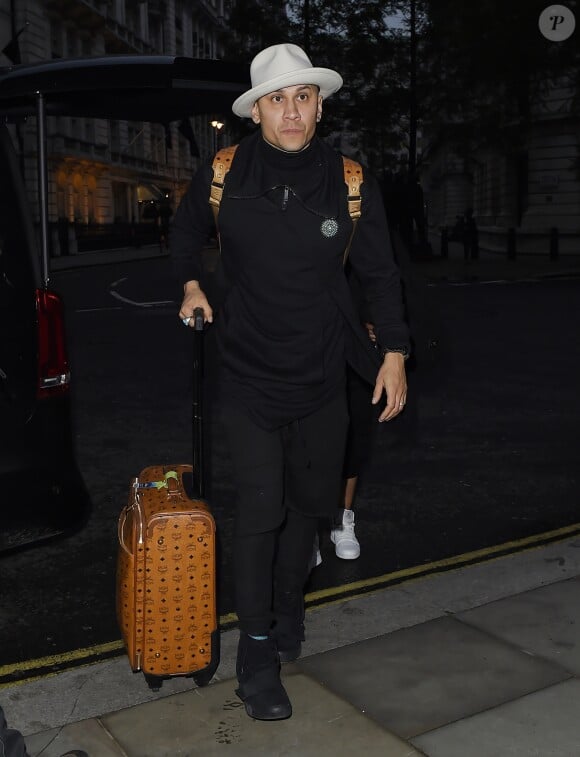 Le rappeur Taboo à son arrivée à son hôtel à Londres. Le 10 mai 2016