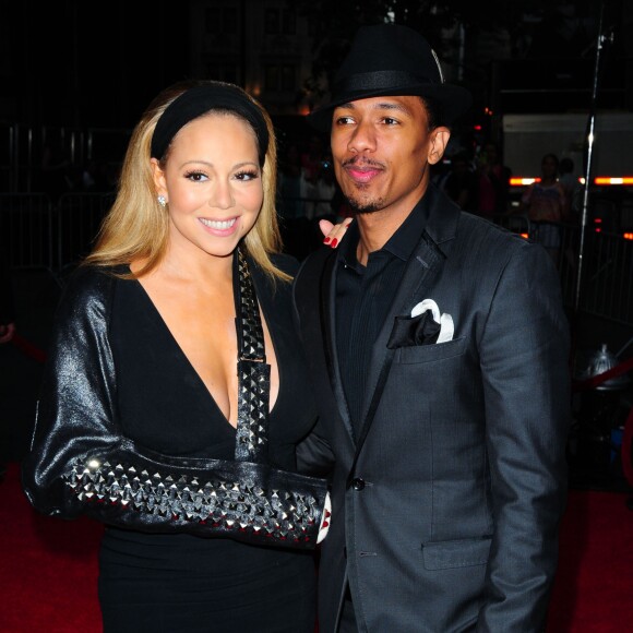 Mariah Carey (le bras casse), Nick Cannon à la Premiere du film "The Butler" (Le Majordome) a New York, le 5 aout 2013.