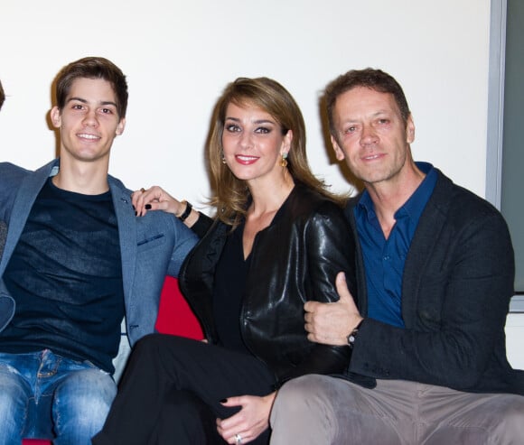 Rocco Siffredi, sa femme Rozsa Tassi-Siffredi et leur fils Lorenzo - Photocall de l'émission de Télé "Casa Siffredi" à Milan le 14 mars 2016.