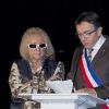 Michel Polnareff et Patrick Rossilli (Maire de Fontenay-Trésigny) - Inauguration du centre culturel Michel Polnareff à Fontenay-Trésigny le 25 novembre 2016