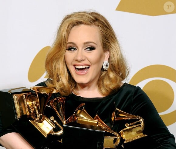 Adele aux Grammy Awards, le 12 février 2012 à Los Angeles.
