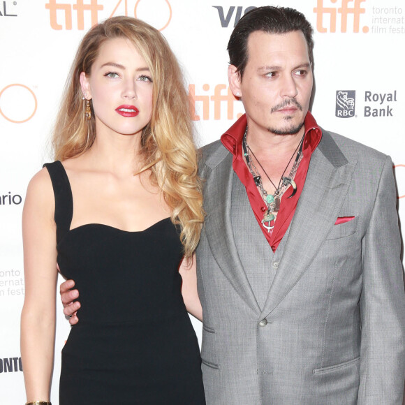 Amber Heard et son mari Johnny Depp - Avant-première du film "Black Mass" lors du Festival International du film de Toronto, le 14 septembre 2015.