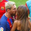 Lionel Messi et sa femme Antonella Rocuzzo - Le FC Barcelone de Lionel Messi remporte le premier match de l'année en Ligua, 6 à 2 contre le Betis Seville au Camp Nou à Barcelone le 20 Août 2016.