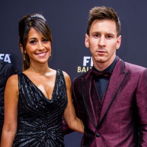 Lionel Messi et sa compagne Antonella Roccuzzo - Gala FIFA Ballon d'Or 2014 à Zurich, le 12 janvier 2015