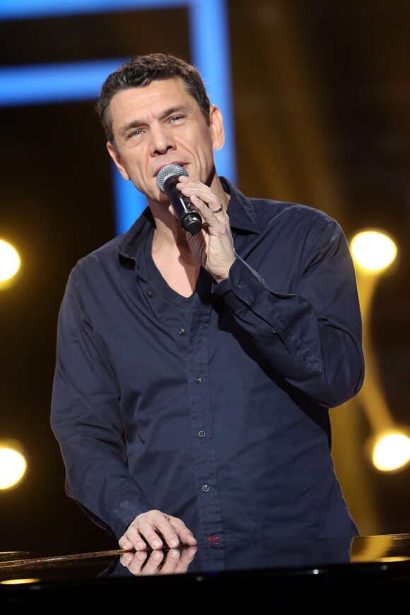 Marc Lavoine Enregistrement de l'émission "le Grand Show, hommage à Michel Delpech" le 18 janvier 2016.
