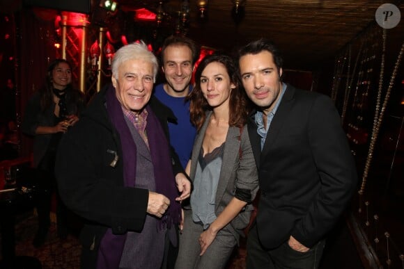 Guy Bedos, Antoine Gouy, Doria Tillier et Nicolas Bedos - After-party du film "Mr & Mme Adelman" au Raspoutine à Paris, le 19 décembre 2016.