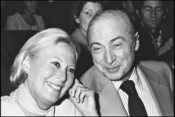 Michèle Morgan et Gérard Oury à Paris en 1977.
