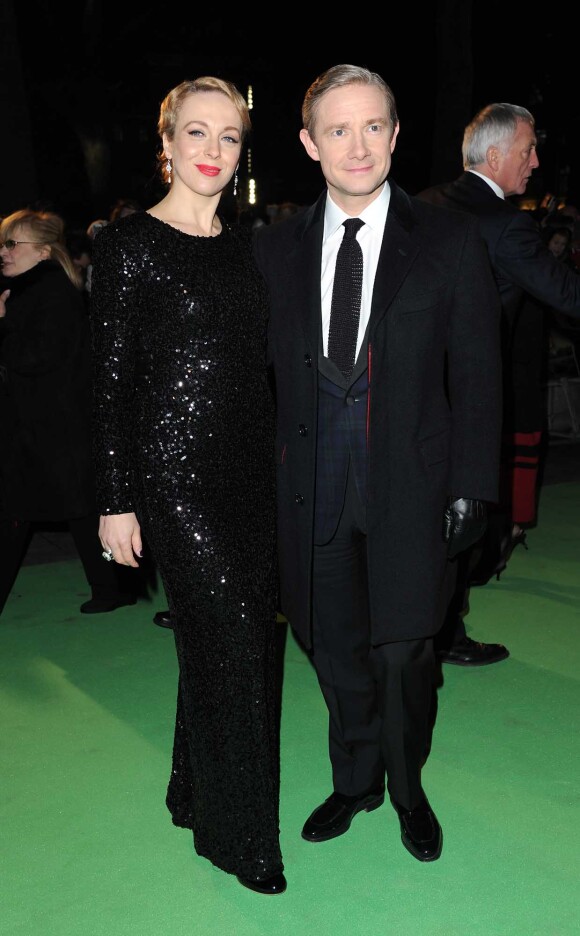 Martin Freeman et sa femme Amanda Abbington - Avant-premiere du film "Le Hobbit : un voyage inattendu" a Londres, le 12 décembre 2012.