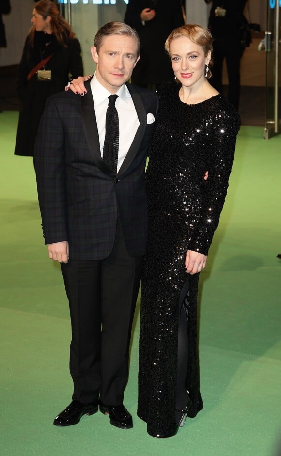 Martin Freeman et sa compagne Amanda Abbington - Avant-premiere du film "Le Hobbit : un voyage inattendu" a Londres, le 12 décembre 2012.