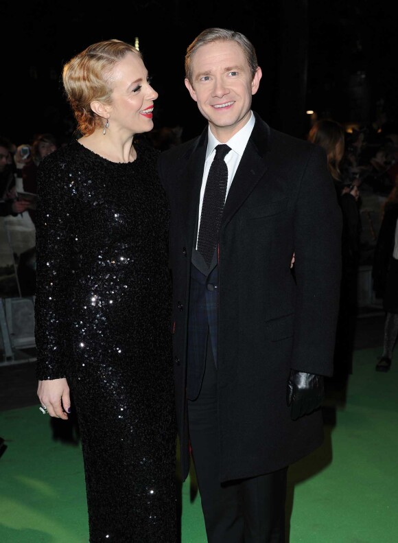 Martin Freeman et Amanda Abbington - Avant-premiere du film "Le Hobbit : un voyage inattendu" a Londres, le 12 décembre 2012.
