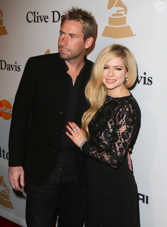 Avril Lavigne et son ex mari Chad Kroeger - Soirée de Gala Clive Davis Pre-Grammy à l'hôtel Hilton de Beverly Hills le 14 février 2016.