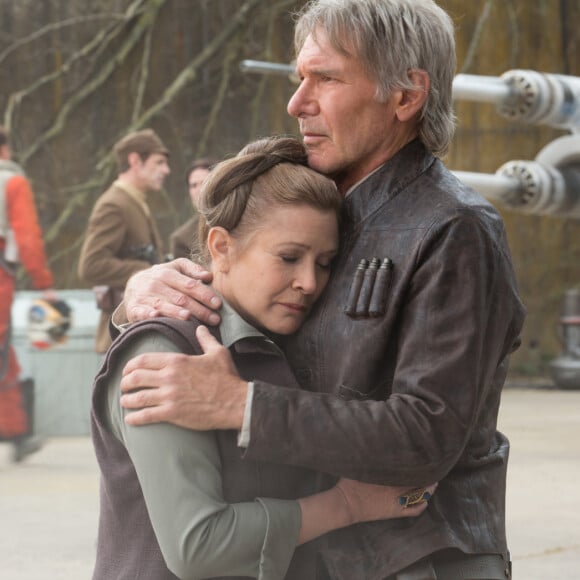 Carrie Fisher en Princesse Leia avec Harrison Ford (Han Solo) dans Le Réveil de la Force.