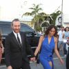 Le DJ David Guetta et sa compagne Jessica Ledon arrivent au mariage d'Isabela Rangel et David Grutman à Miami le 23 avril 2016.