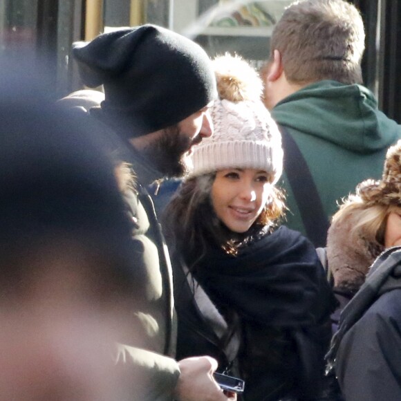 Exclusif - Nabilla Benattia et son compagnon Thomas Vergara lors de leur dernière journée à New York, le 19 décembre 2016.