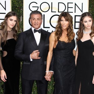 Scarlet Stallone, Jennifer Flavin, Sylvester Stallone, Sistene Stallone, Sophia Stallone - 74e cérémonie annuelle des Golden Globe Awards à Beverly Hills. Le 8 janvier 2017