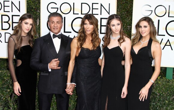 Scarlet Stallone, Jennifer Flavin, Sylvester Stallone, Sistene Stallone, Sophia Stallone - 74e cérémonie annuelle des Golden Globe Awards à Beverly Hills. Le 8 janvier 2017