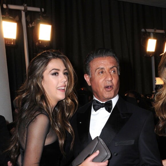 Sophia Rose Stallone, Sylvester Stallone et Scarlet Rose Stallone lors de l'After Party HBO Golden Globe Awards à Los Angeles, Californie, Etats-Unis, le 8 janvier 2017. © Birdie Thompson/AdMedia/Zuma Press/Bestimage
