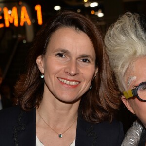Aurélie Filippetti et l'artiste Mireille Suzanne Francette Porte, dite Orlan - Cocktail pour les 40 ans du Centre Georges Pompidou au centre Pompidou à Paris, France, le 10 janvier 2017.