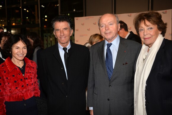 Monique Buczynski, son mari Jack Lang, Jacques Toubon et sa femme Lise - Cocktail pour les 40 ans du Centre Georges Pompidou au centre Pompidou à Paris, France, le 10 janvier 2017.
