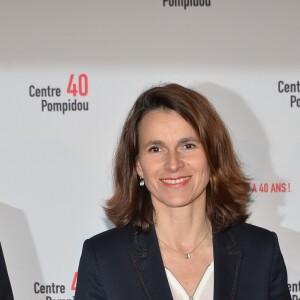 Serge Lasvignes (président du centre Georges Pompidou), Aurélie Filippetti et Bernard Blistene (directeur du centre Georges pompidou) - Cocktail pour les 40 ans du Centre Georges Pompidou au centre Pompidou à Paris, France, le 10 janvier 2017.