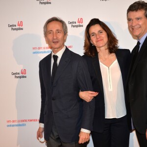 Bernard Blistene (directeur du centre Georges Pompidou), Aurélie Filippetti et son compagnon Arnaud Montebourg - Cocktail pour les 40 ans du Centre Georges Pompidou au centre Pompidou à Paris, France, le 10 janvier 2017. 