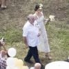 Exclusif - Miranda Kerr assiste au mariage de Matthew Kerr et James Wright dans la Hunter Valley, à Cessnock, en Australie. Le 30 décembre 2016.