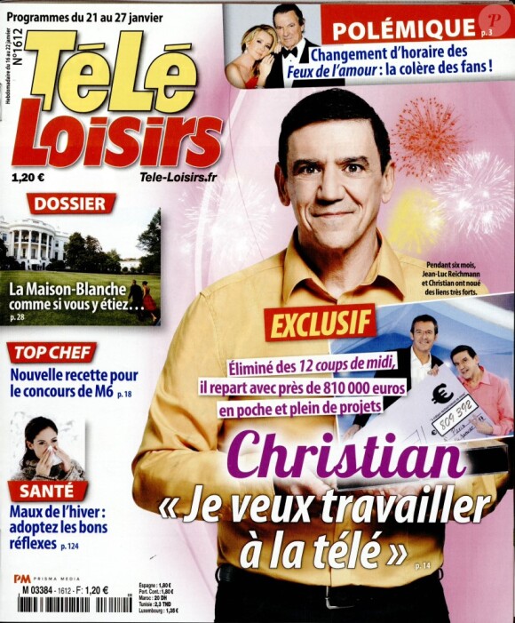 Magaziné "Télé Loisirs" en kiosques le 16 janvier 2017.