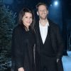 Romain Grosjean et sa femme Marion Jollès - People au défilé de mode Moncler Gamme Bleu collection Printemps-Eté 2017 lors de la fashion week Homme à Milan, le 15 janvier 2017.