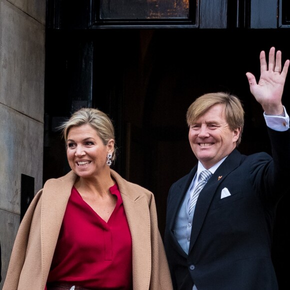 Le roi Willem-Alexander des Pays-Bas et la reine Maxima présidaient le 18 janvier 2017 à la réception du nouvel an en l'honneur du corps diplomatique au palais royal à Amsterdam.