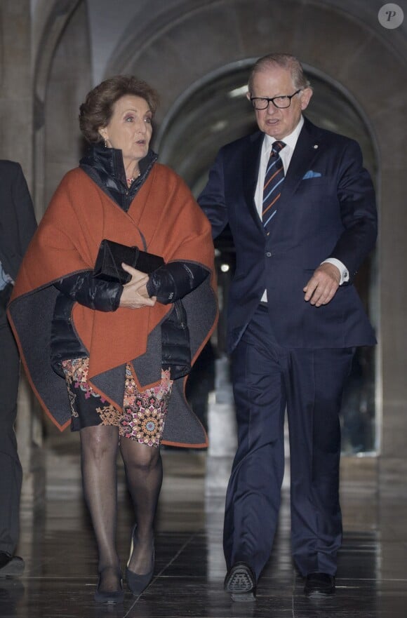 La princesse Margriet des Pays-Bas et son mari Pieter van Vollenhoven à la réception du nouvel an en l'honneur du corps diplomatique au palais royal à Amsterdam le 18 janvier 2017.