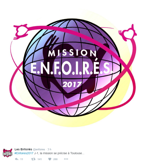 Affiche du spectacle des Enfoirés, 2017 : Mission Enfoirés.